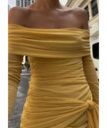 Benni Yasmin Off Shoulder Mini - 6 / Yellow - Dresses