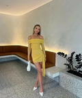 Benni Yasmin Off Shoulder Mini - 6 / Yellow - Dresses