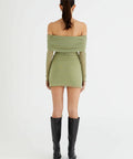 Benni Yasmin Off Shoulder Mini Dress - 10 / Green - Dresses