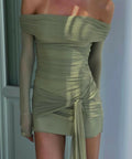 Benni Yasmin Off Shoulder Mini Dress - 8 / Green - Dresses