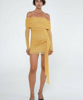 Benni Yasmin Off Shoulder Mini Dress - 8 / Mustard - Dresses