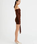Benni Yasmin Off Shoulder Mini Dress - Cocoa - 10 / Brown - Dresses
