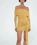 Benni Yasmin Off-Shoulder Mini Dress Mustard - Dresses