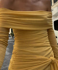 Benni Yasmin Off-Shoulder Mini Dress Mustard - Dresses
