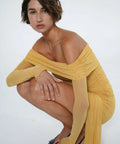 Benni Yasmin Off Shoulder Mini Dress Mustard Yellow - Dresses