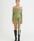 Benni Yasmin Off-Shoulder Mini Dress Pistachio Size 8,10 - 10 / Green - Dresses