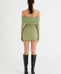 Benni Yasmin Off-Shoulder Mini Dress Pistachio Size 8,10 - 10 / Green - Dresses