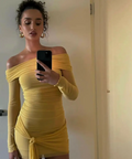 Benni. ‘Yasmin’ Off- Shoulder Mustard Mini - Dresses