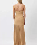 Bianca and Bridgett Mara Pleated Maxi Dress Beige - 12 / Brown - Dresses