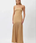 Bianca and Bridgett Mara Pleated Maxi Dress Beige - 12 / Brown - Dresses