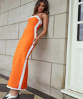 Bianca & Bridgett Ashley Gown in Orange White - 8 / Orange - Dresses