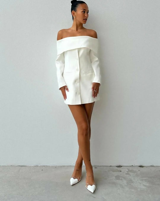 Bianca & Bridgett Chloe Blazer Dress - 8 / White - Dresses