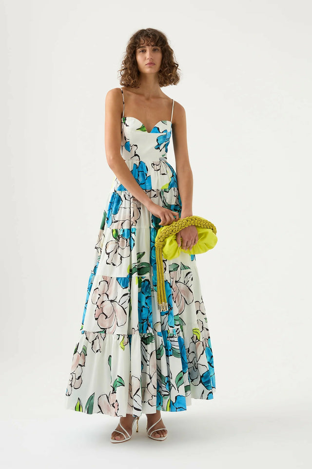 Aje Botanical Tiered Midi Dress