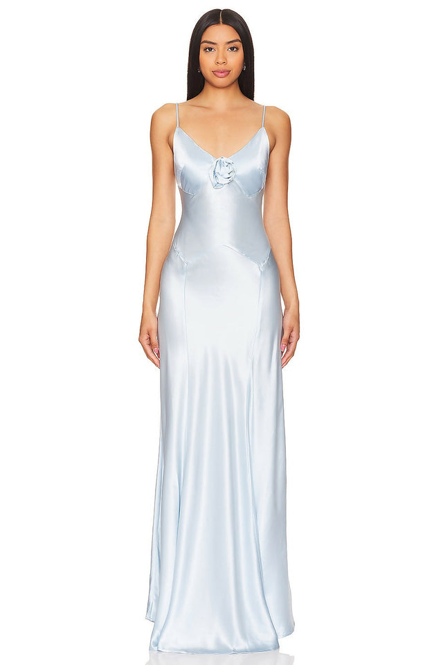 Bubish Luxe Savannah Rosette Gown in Baby Blue Passion