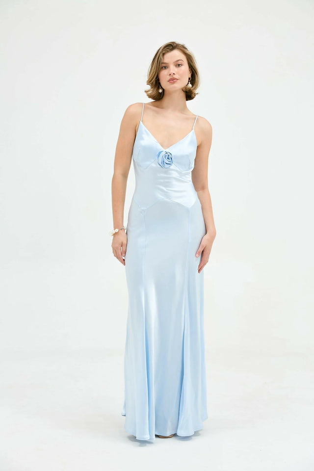 Bübish Luxe Savannah Rosette Gown - 8 / Blue - Dresses