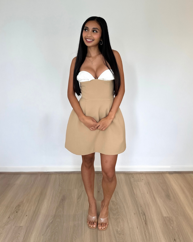 Odd Muse Bardot Mini Dress Camel