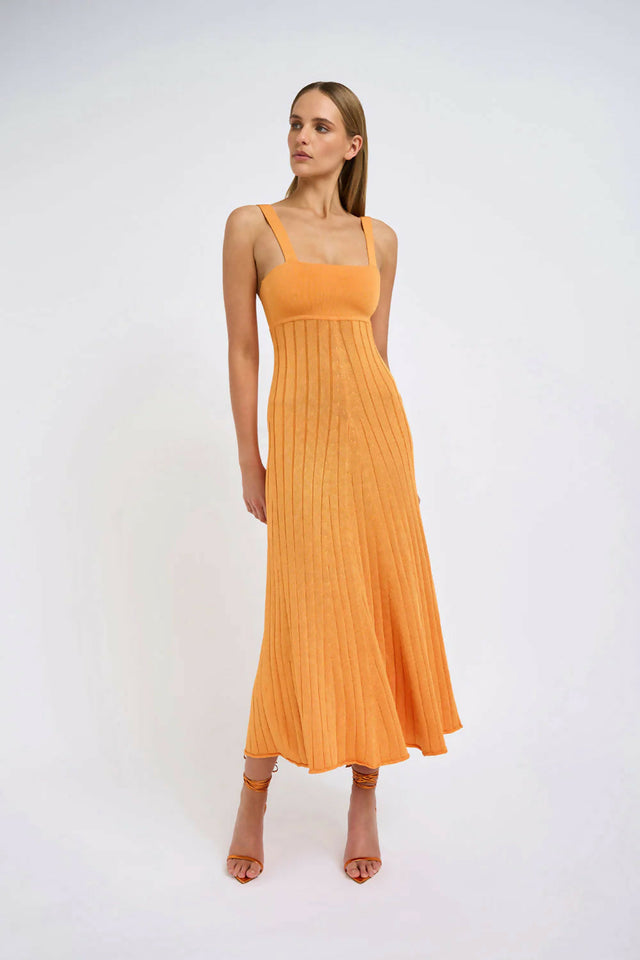 By Johnny Adelita Knit Midi Dress Orange Size 8 / S