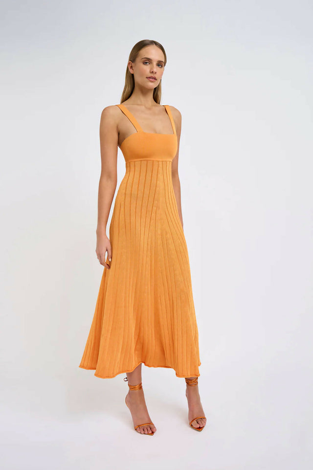 By Johnny Adelita Knit Midi Dress Orange Size 8 / S - 8 / Orange - Dresses
