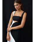 By Johnny Caterina Two Tone Curve Midi Dress Black/White Size AU 10 - 10 / Multi - Dresses