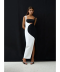 By Johnny Caterina Two Tone Curve Midi Dress Black/White Size AU 10 - 10 / Multi - Dresses
