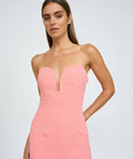 By Johnny Ginny Scoop Split Midi Dress in Melon Pink Size 6 - 6 / Pink - Dresses