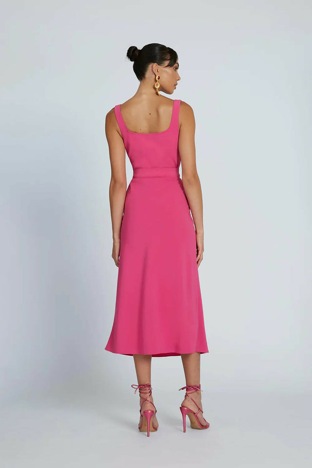 By Johnny Ora Bist Midi Dress - 8 / Pink - Dresses