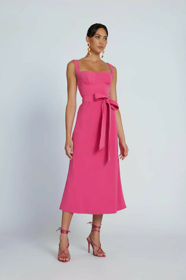 By Johnny Ora Bist Midi Dress - 8 / Pink - Dresses