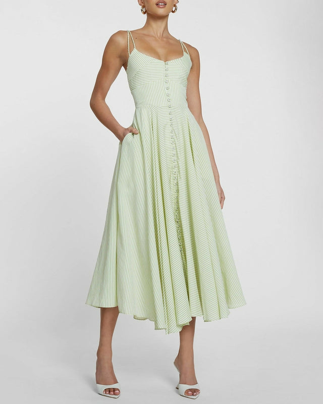 By Johnny Pistachio Stripe Dress - 8 / Green - Dresses