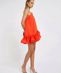 By Johnny Rope Frill Asymmetrical Mini in Hyper Red Size AU 6 - 6 / Red - Dresses