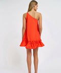 By Johnny Rope Frill Asymmetrical Mini in Hyper Red Size AU 6 - 6 / Red - Dresses