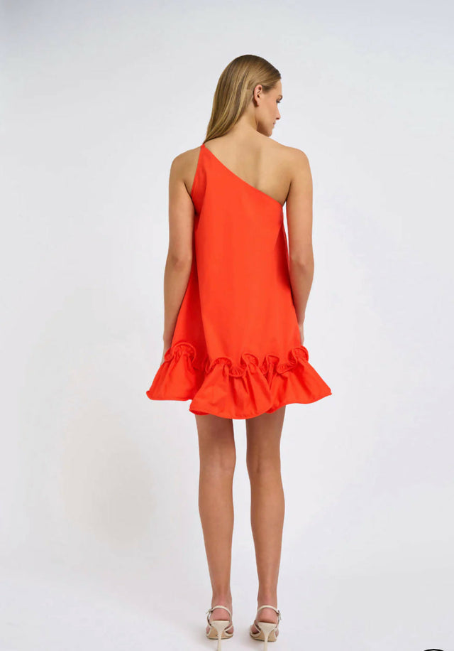 By Johnny Rope Frill Asymmetrical Mini in Hyper Red Size AU 6 - 6 / Red - Dresses