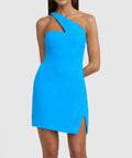 By Johnny Sharp One Shoulder Mini Dress in Electric Blue Size 12 - 12 / Blue - Dresses