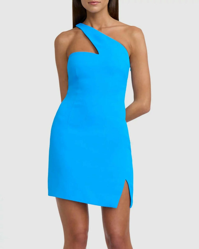 By Johnny Sharp One Shoulder Mini Dress in Electric Blue Size 12 - 12 / Blue - Dresses