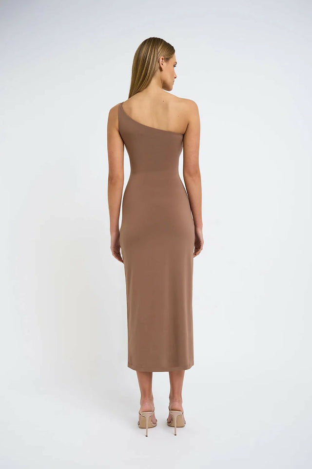 By Johnny Siya Slice Gather Dress Brown Size 6 - 6 / Brown - Dresses