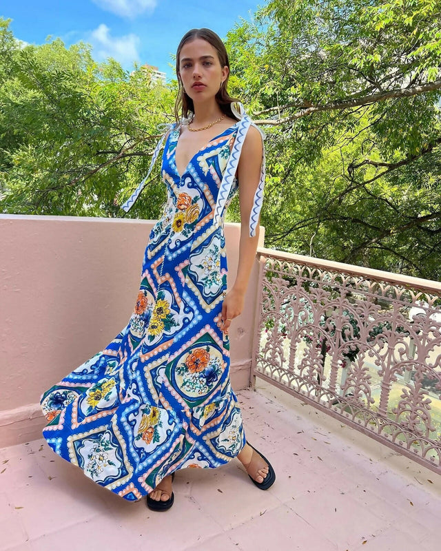 By Nicola Adocia Tie Shoulder Azure Blue Size 10 - 10 / Blue - Dresses