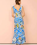 By Nicola Adoncia Tie Shoulder Maxi Dress In Azure Floral Size 10 - 10 / Print - Dresses