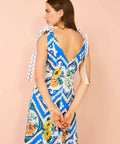 By Nicola Adoncia Tie Shoulder Maxi Dress In Azure Floral Size 10 - 10 / Print - Dresses