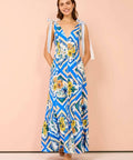 By Nicola Adoncia Tie Shoulder Maxi Dress In Azure Floral Size 10 - 10 / Print - Dresses
