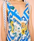 By Nicola Adoncia Tie Shoulder Maxi Dress In Azure Floral Size 10 - 10 / Print - Dresses