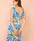 By Nicola Adoncia Tie Shoulder Maxi Dress in Azure Floral - 10 / Multi - Dresses