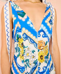By Nicola Adoncia Tie Shoulder Maxi Dress in Azure Floral - 10 / Multi - Dresses