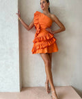 By Nicola Adrift Frill Mini Dress in Sunset - Dresses