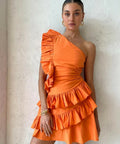 By Nicola Adrift Frill Mini Dress in Sunset - Dresses