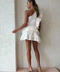 By Nicola Adrift Frill Mini Dress in White - 6 / White - Dresses