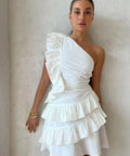 By Nicola Adrift Frill Mini Dress in White - 6 / White - Dresses