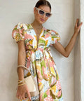 By Nicola Ahoy Plunge Neckline Maxi Dress in Swirl Check - 10 / Multi - Dresses