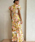 By Nicola Ahoy Plunge Neckline Maxi Dress in Swirl Check - 10 / Multi - Dresses