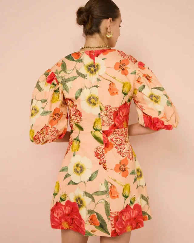 By Nicola Bolero Gathered Neckline Mini Dress In Raspberry Punch Floral - 8 / Multi - Dresses