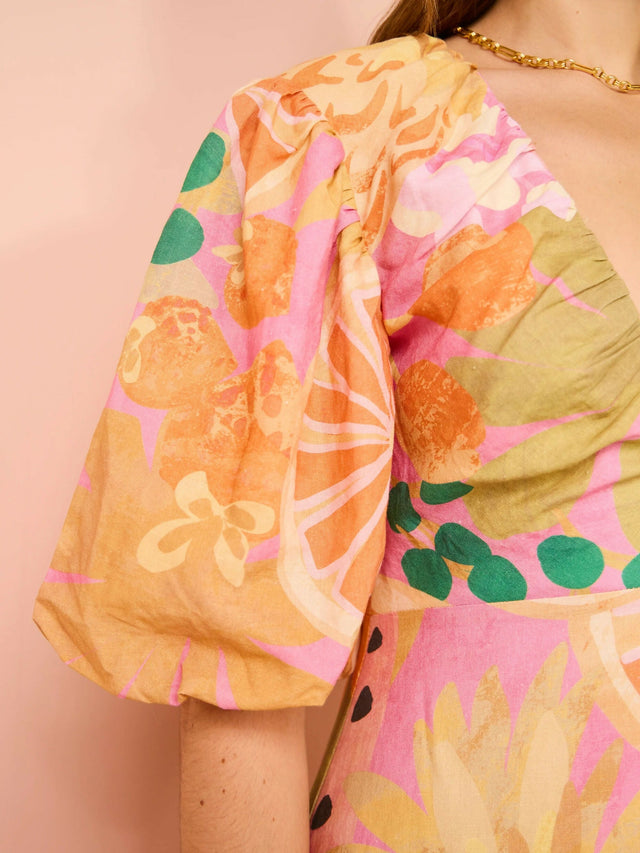By Nicola Bolero Maxi Gathered Neckline Dress In Fruit Punch - 12 / Multi - Dresses