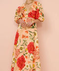 By Nicola Bolero Maxi Gathered Neckline Dress in Raspberry Punch Floral size 10 - 10 / Floral - Dresses